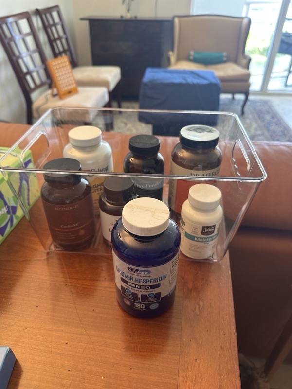 Sungchul's supplement collection — Diosmin, Hesperidin, Regenerate CardioNK, melatonin, calcium magnesium, Dr. Mercola products